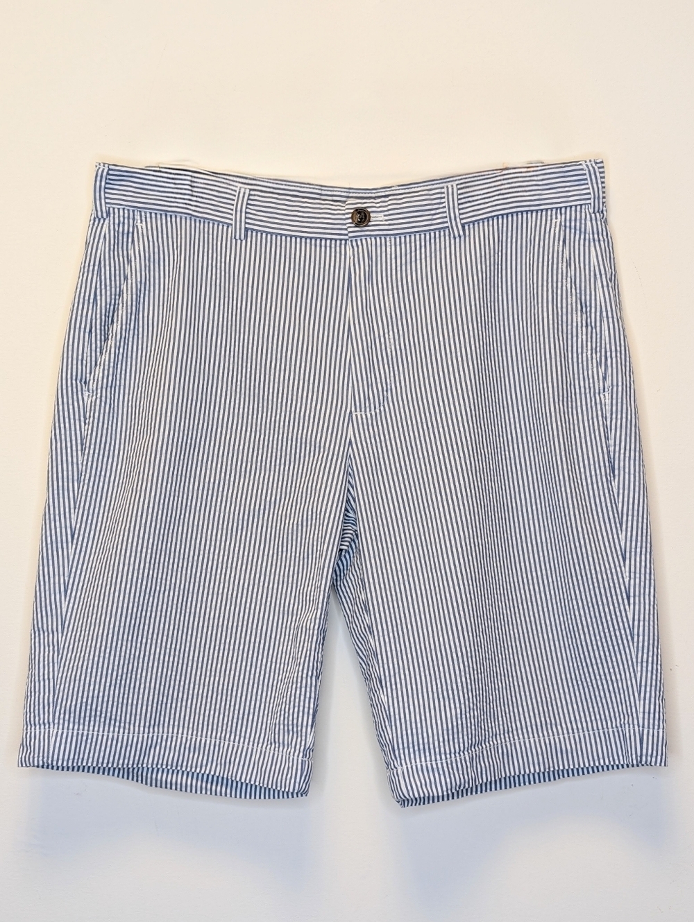 Brooks Brothers Seersucker Stripe Shorts Blue White Classic Preppy Cotton 36